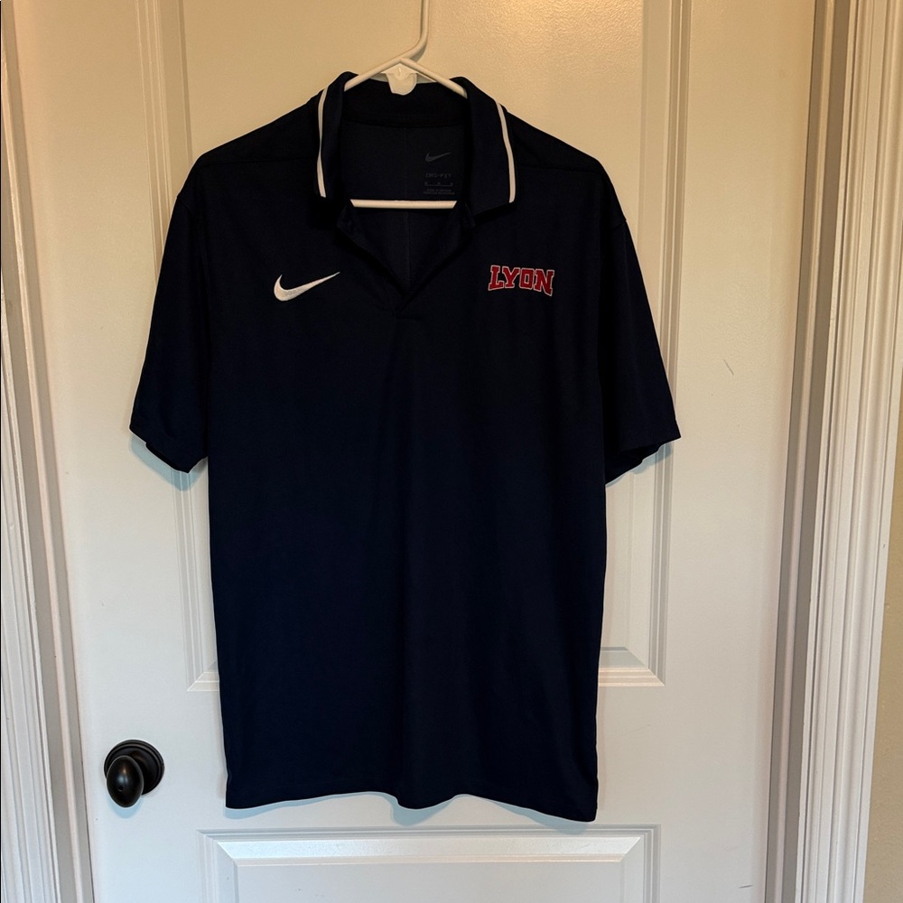 Nike Men's Dark Blue Lyon Scots Polo with White Accents